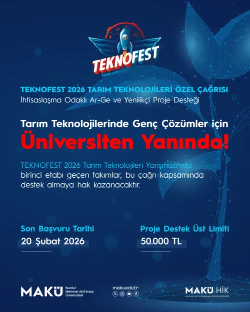 MAKÜ’den TEKNOFEST 2026 Tarım Teknolojileri Yarışması için özel proje desteği